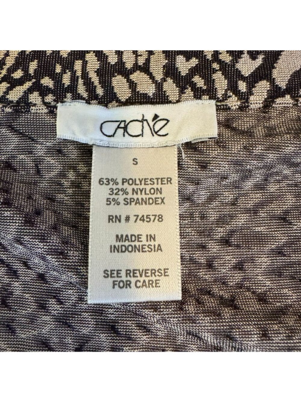 Vintage Y2K Metallic Animal Print Going Out Top, Long Sleeve Cowl Neck, Small - Picture 4 of 7